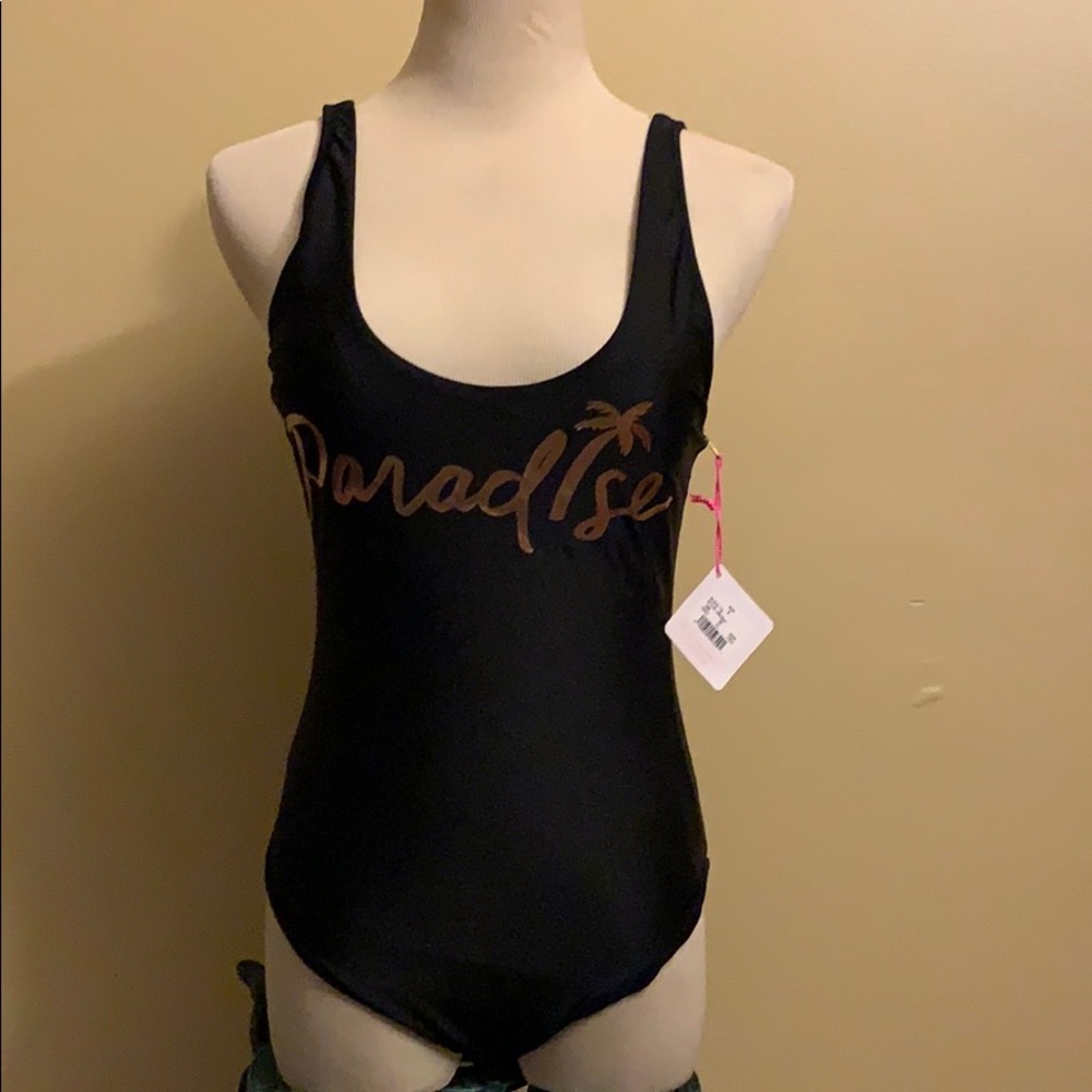 New black one piece swim suit